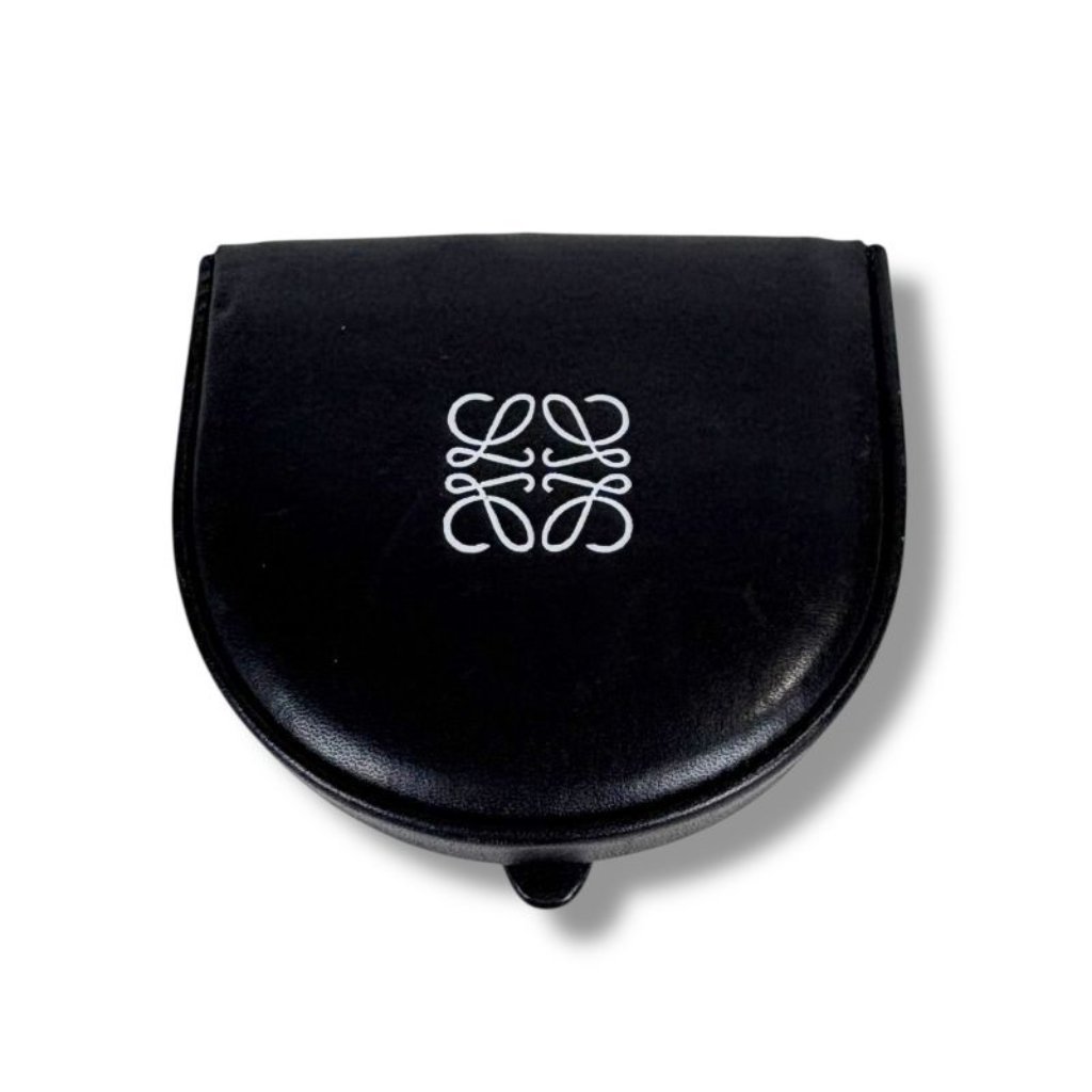 Loewe Anagram Logo Coin Case Coin Purse Leather Black